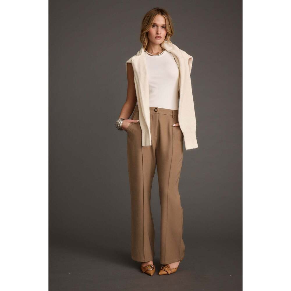 12th Tribe Virginia Taupe Seamed Slim Leg Trousers Size SS